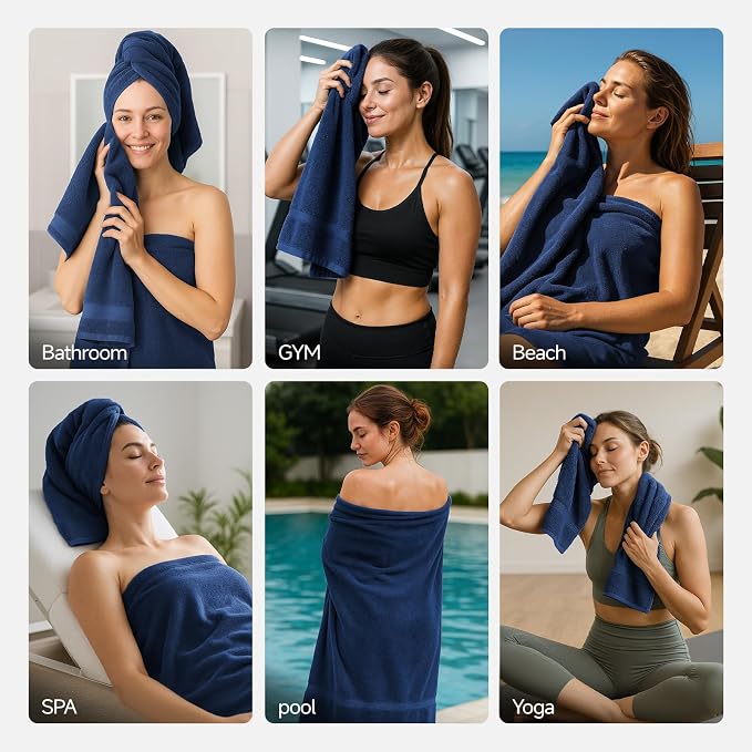REDKISS Luxury 100% Cotton 8 Piece Bath Towel Sets, 2 Bath Sheets, 2 Hand - Image 8