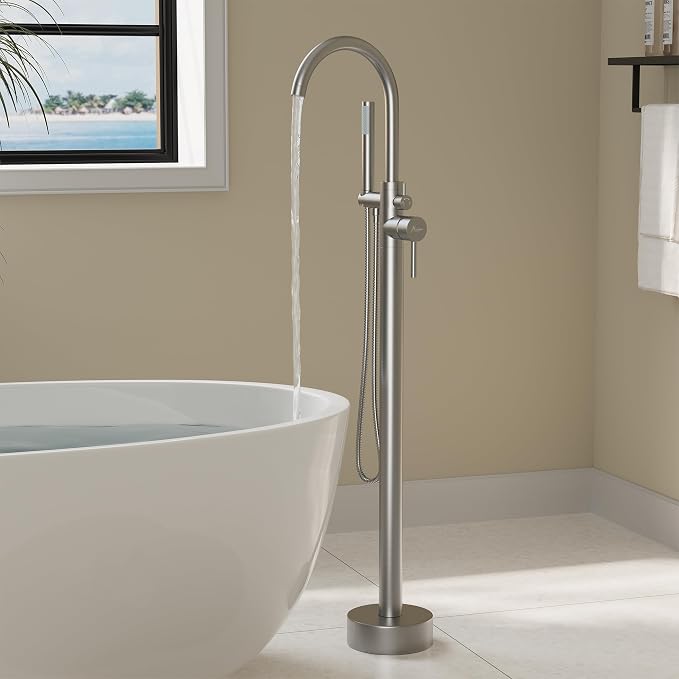 Freestanding Bathtub Faucet, Floor Mount Bathtub Faucet by FocusonKitchenBathroom