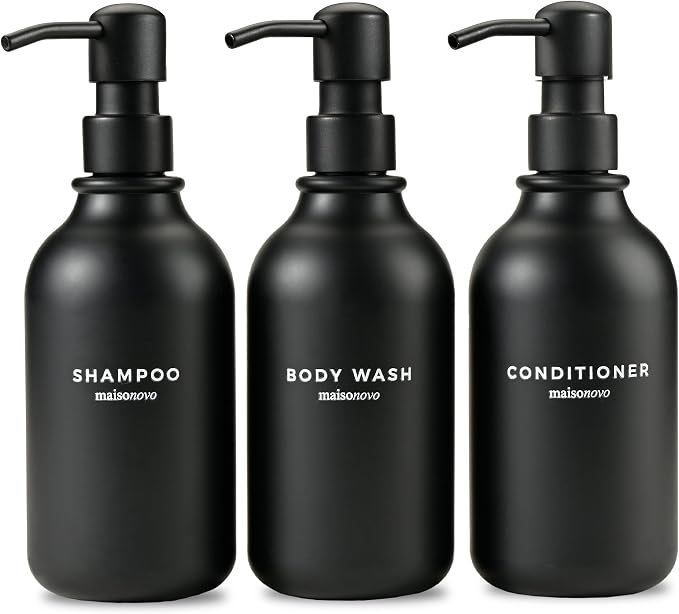 MaisoNovo Refillable Shampoo and Conditioner Bottles | 16.9 fl oz Set of 3 by MaisoNovo-TheArtofSustainableLiving