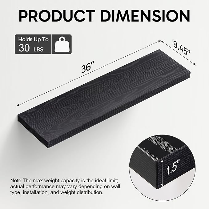 BAYKA Floating Shelves for Wall, 36 inches Long Wall Mounted Rustic Wood - Image 6