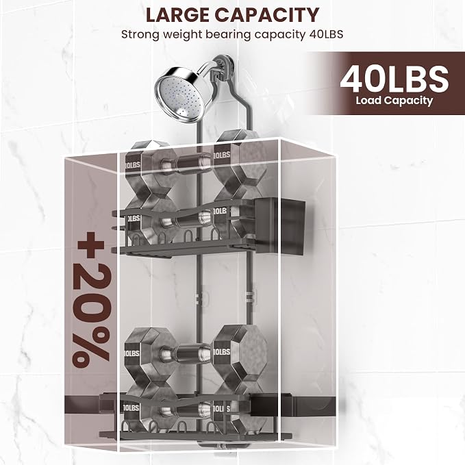 REINHARDT Shower Caddy Hanging, Rustproof Bathroom Caddy Anti-Swing Shower - Image 3