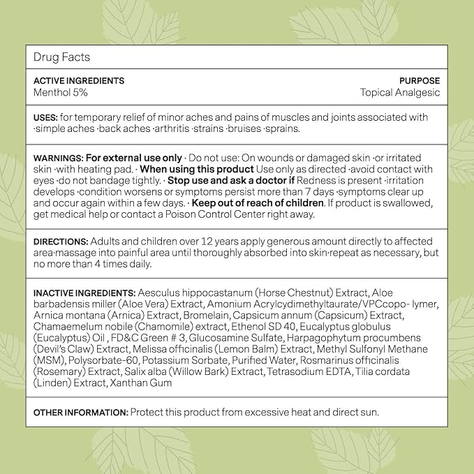 Kanjo Natural Pain Relief Gel | Fast Acting & Cooling Relief Gel w/Menthol & - Image 7
