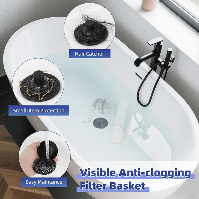 Universal Bathtub Drain Stopper Shower Drain Hair Catcher, Tub Stopper - Image 2