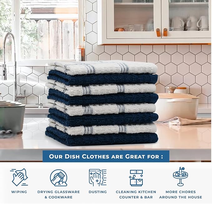 DAN RIVER Premium Dish Cloth 100% Cotton 12 X 12 Inches |Pack of 8|-Ultra Soft - Image 5