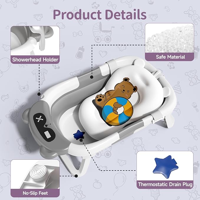 Collapsible Baby Bathtub for Newborn to Toddler - Image 7