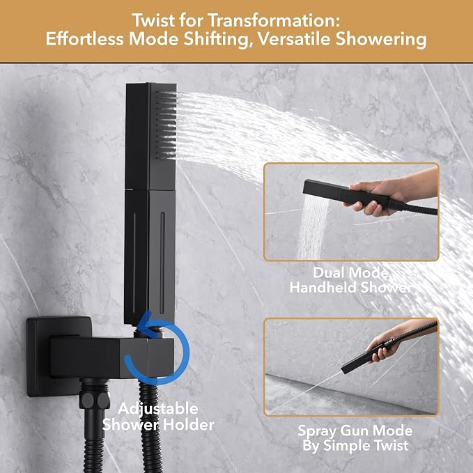 VANFOXLE Shower Faucet Set Matte Black Shower System, Shower Faucet - Image 4