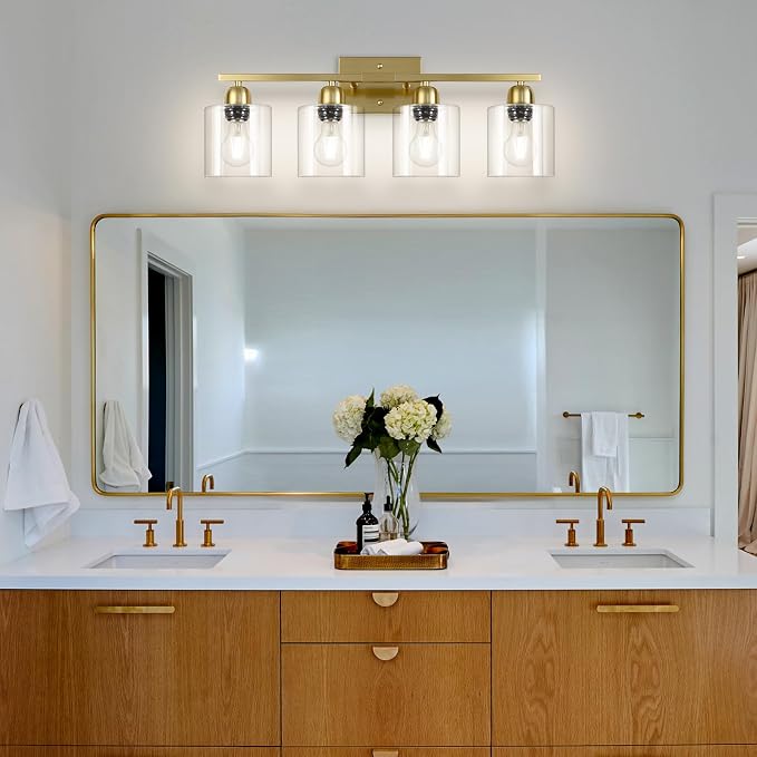 Modern Brushed Gold 4 Light Bathroom Light Fixtures, 24 inch Vanity Lights - Image 9