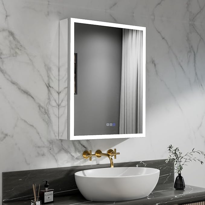 LED Medicine Cabinet Mirror for Bathroom, 24x30 Medicine Cabinet by YUGAHompack