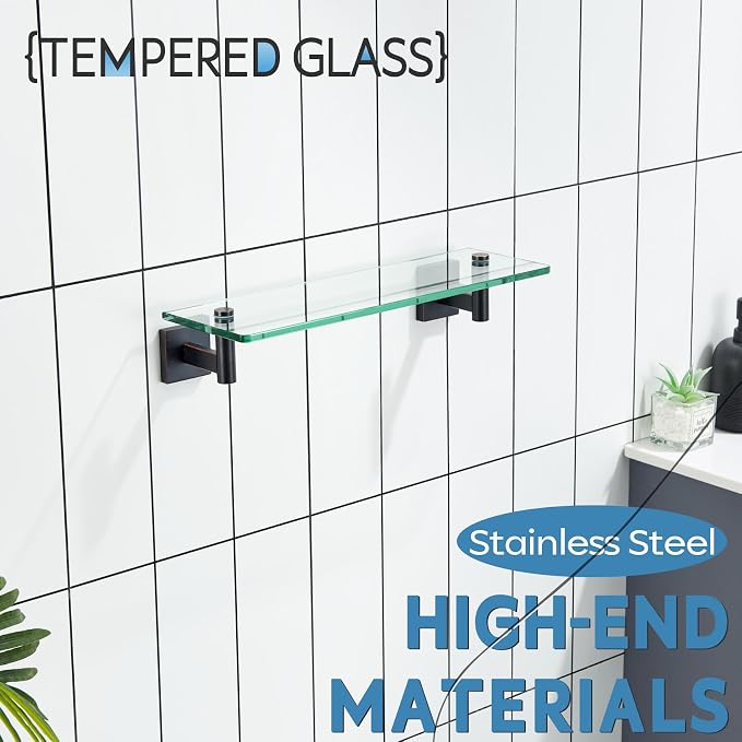 KOKOSIRI Wall Shelves Bathroom Hardware Glass Floating Shelf Small Hanging Rack - Image 4