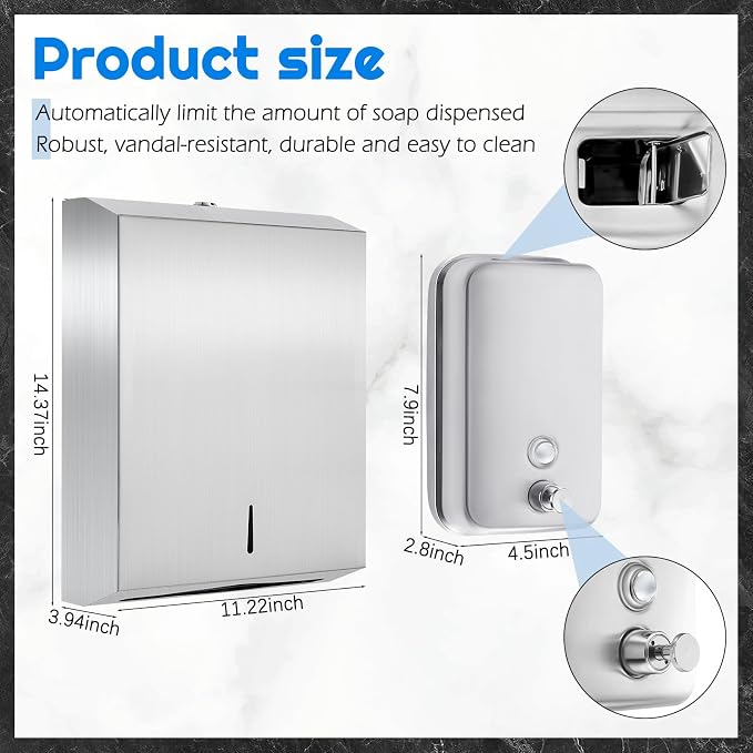 2 Pcs Commercial Soap Dispenser and Paper Towel Dispenser Set - Image 2