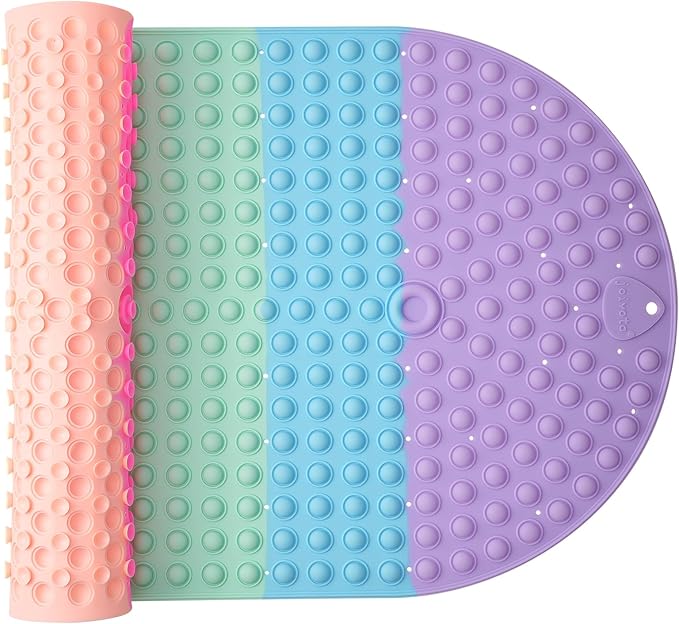 Push Pop Bubble Bath Mat for Kids, Rainbow Large Non-Slip Silicone Tub Mat by joiyota