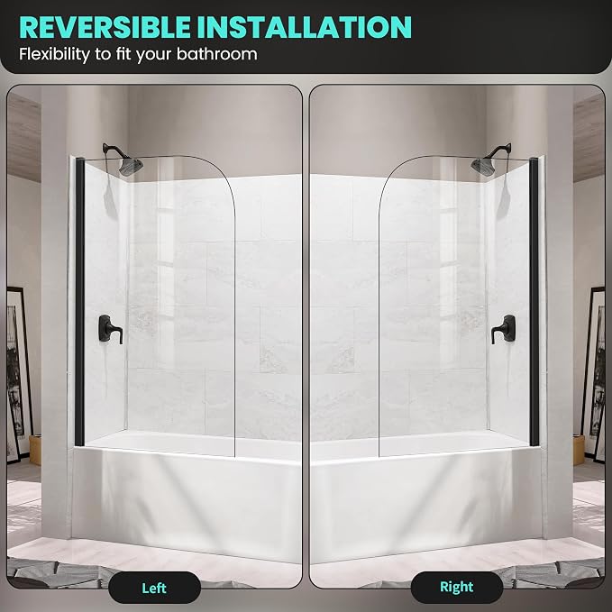 36" W x 62" H Frameless Bathtub Shower Door Bathtub Glass Panel Half Shower - Image 5