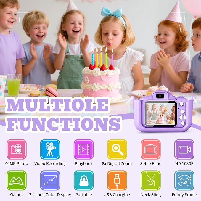 Kids Camera for Girls Boys Christmas Birthday Festival Gift for Kids, Digital - Image 3