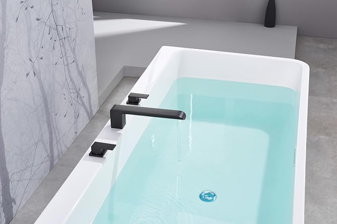SITGES Minimalist Square-Shaped Bathtub Faucet, 2-Handle Widespread Roman Tub - Image 4