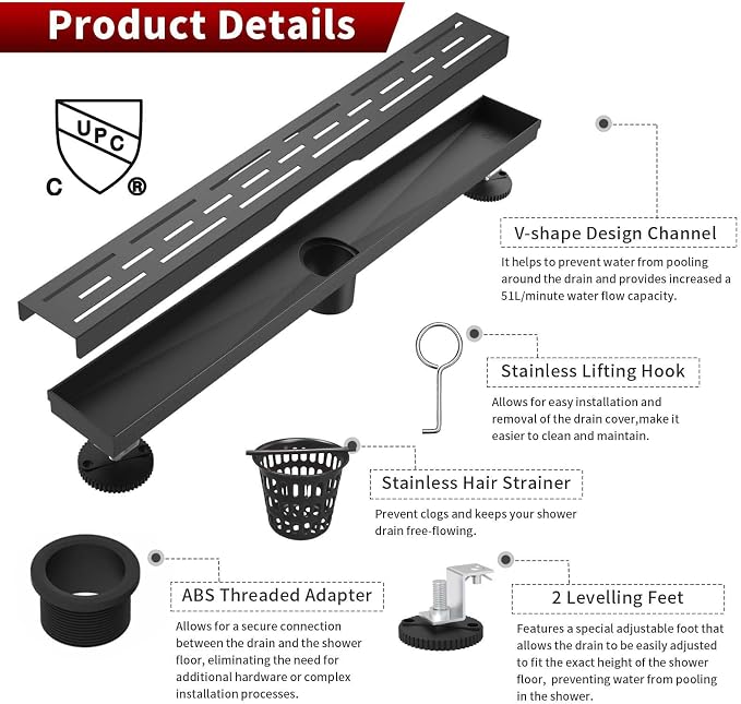 Sharp-tec Linear Shower Drain, 32 inch Shower Drain - Image 5