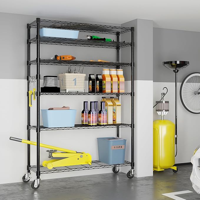 6 Tier Storage Racks Shelving, Heavy Steel Pantry Shelves, Adjustable Wire - Image 2