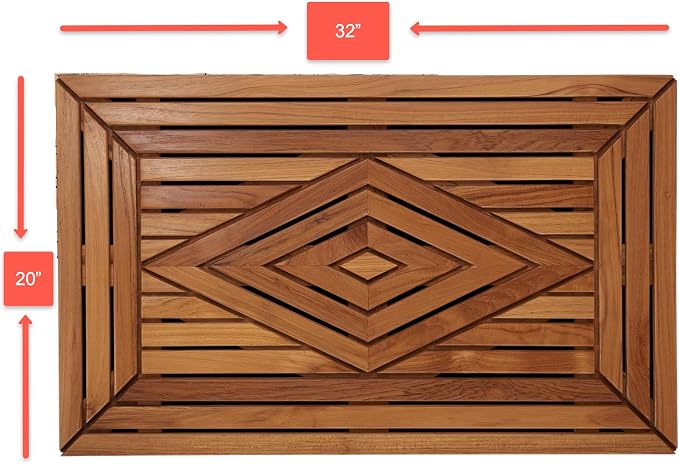 Designer Teak Shower Mat Large 31.5 X 19.5 Naturally Water-Resistant - Image 4