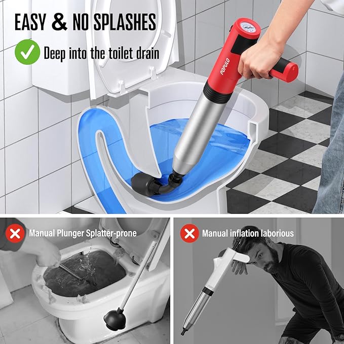 POPULO Electric Toilet Plunger Swift High Pressure Drain Unclogger Plungers - Image 3