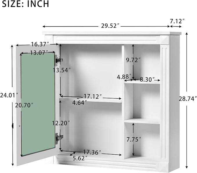 30" White Bathroom Medicine Cabinet - Image 2