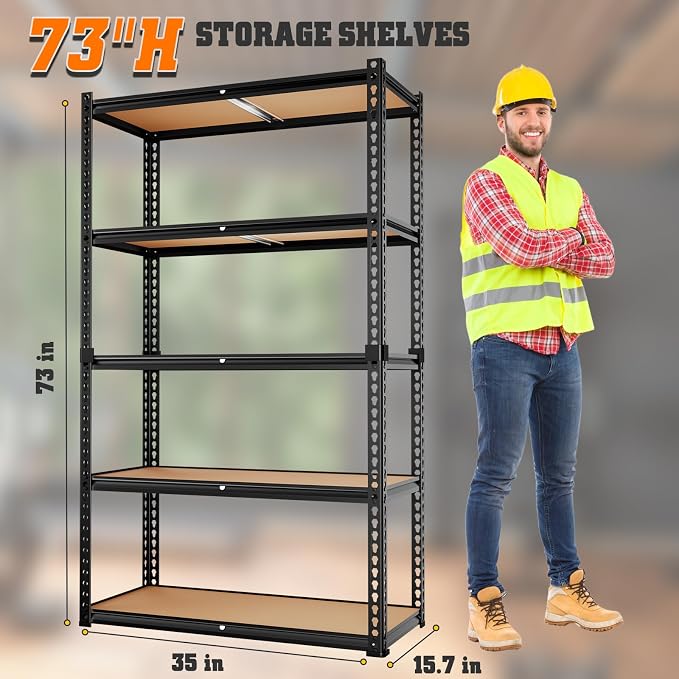 LEVELEVE 5-Tier Storage Shelving Unit, 2020 lbs Capacity, Heavy Duty Adjustable - Image 3