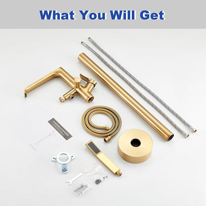Floor Mount Tub Faucet Gold: Freestanding Bathtub Faucet - Image 6