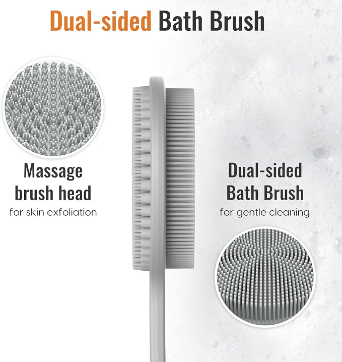 Silicone Back Scrubber for Shower, 17in Lengthen Long Handle Body Brush - Image 6