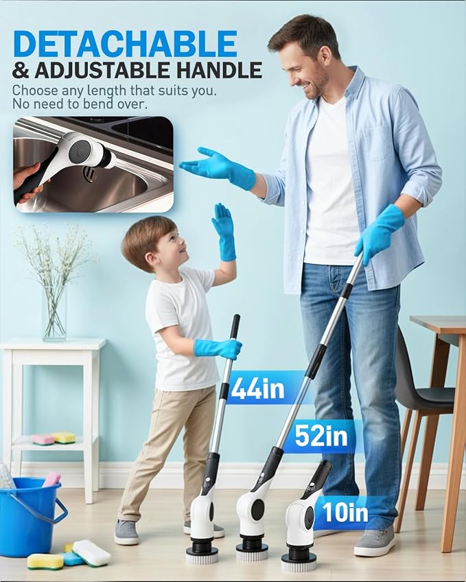 Electric Spin Scrubber, 3-Speed Cordless Shower Scrubber - Image 4