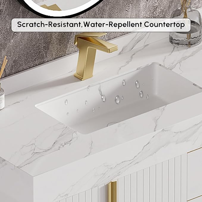 homary 35" White Freestanding Bathroom Vanity Set, Floor-Mounted Single Sink - Image 3