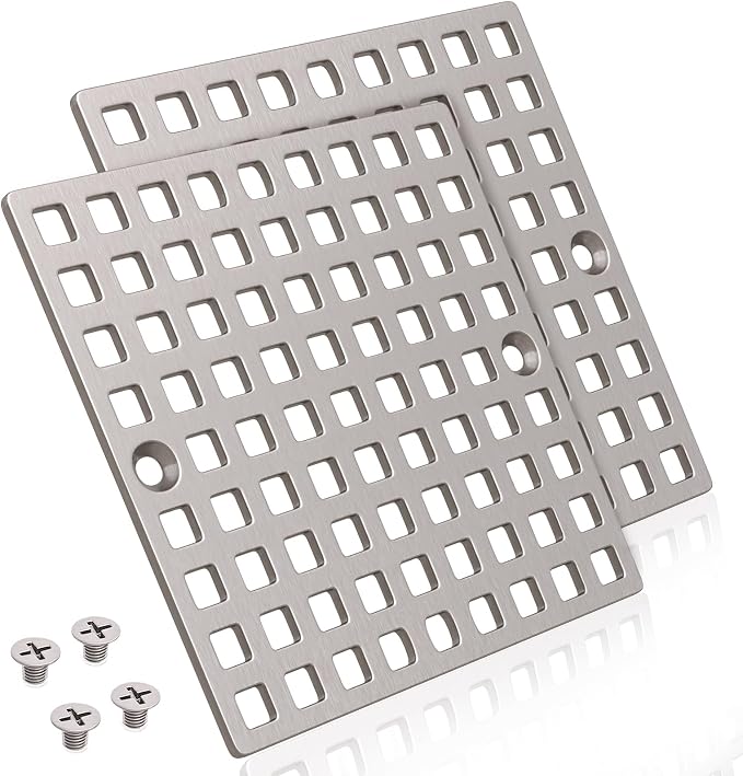 2PC 3-7/8" Brushed Nickel Shower Drain Cover by Yaseingoo