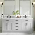 ARIEL Double Bathroom Vanity 73" Grey, 1.5" Edge Pure White Quartz Countertop & by Ariel