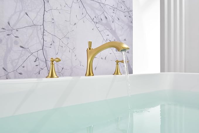 SITGES Antique-Inspired Brass Bathtub Faucet, 2-Handle Medium Arc Roman Tub - Image 3
