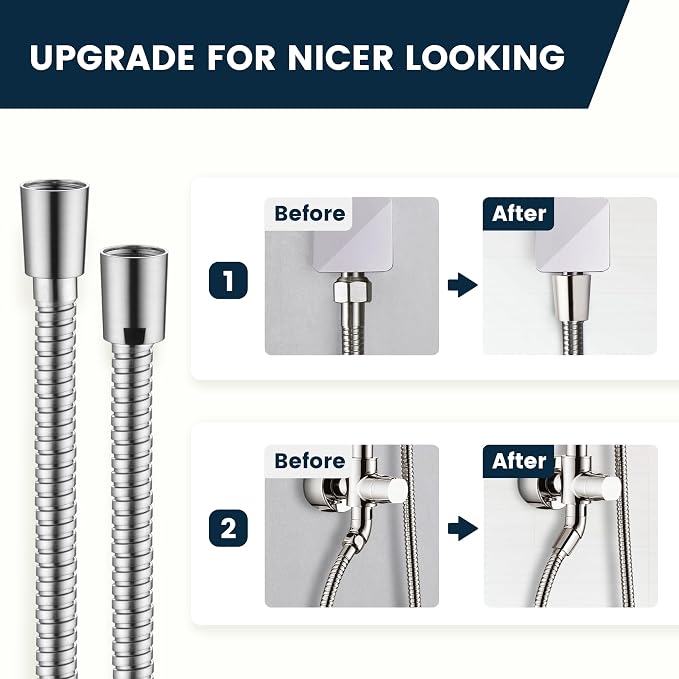 BRIGHT SHOWERS Extra Long Shower Hose 118 Inches – Stainless Steel Handheld - Image 7