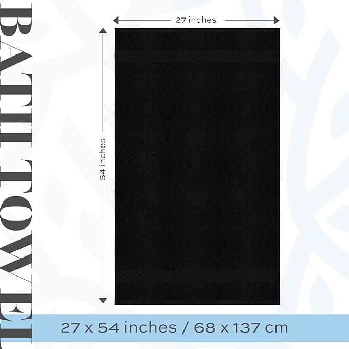 White Classic Luxury Black Bath Towels Extra Large | 100% Soft Cotton 700 GSM - Image 4