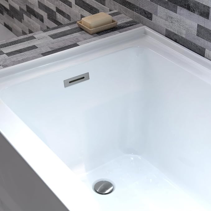 WOODBRIDGE 54" Acrylic Rectangular Alcove Soaking Bathtub in White - Image 7