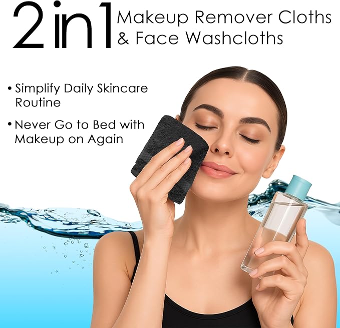 DAN RIVER 12-Pack Premium 100% Cotton Black Face Towels – Reusable Face Towel - Image 5