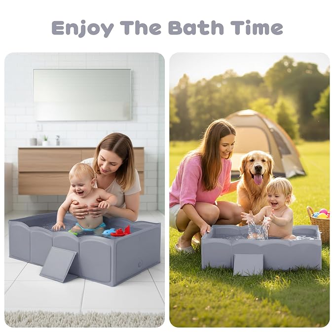 Collapsible Baby Bathtub for Shower, Reinforced Structure Infant Foldable Bath - Image 7