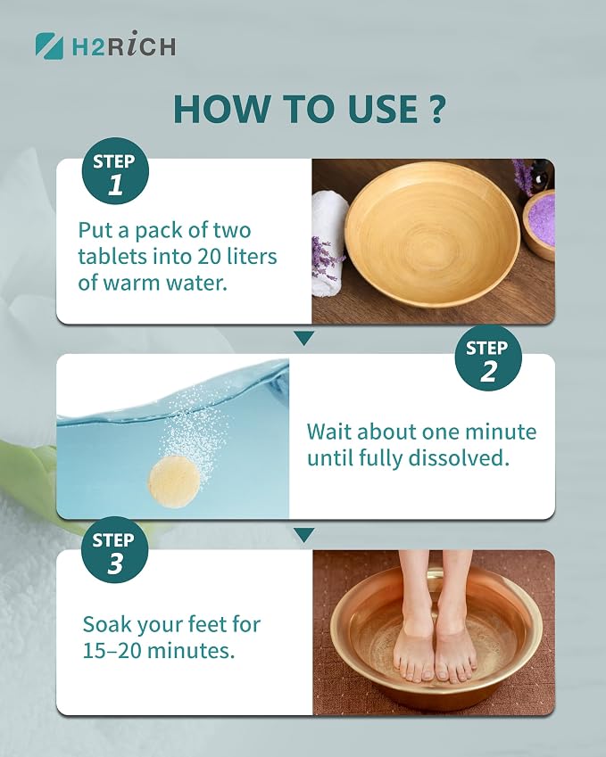 Hydrogen Foot Soak Effervescent Tablets 6 Pack | Ginger & Mugwort Herb Foot Bath - Image 8
