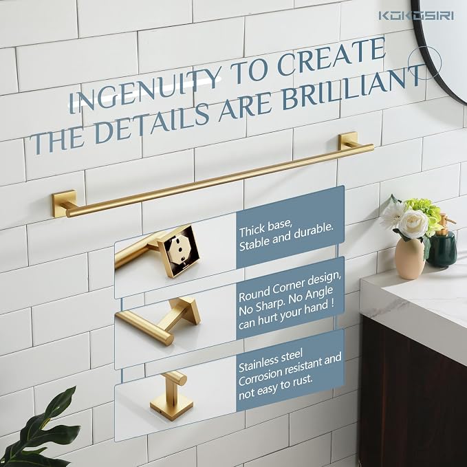 KOKOSIRI Bathroom Towel Bar 32'' Towel Holder - Image 6