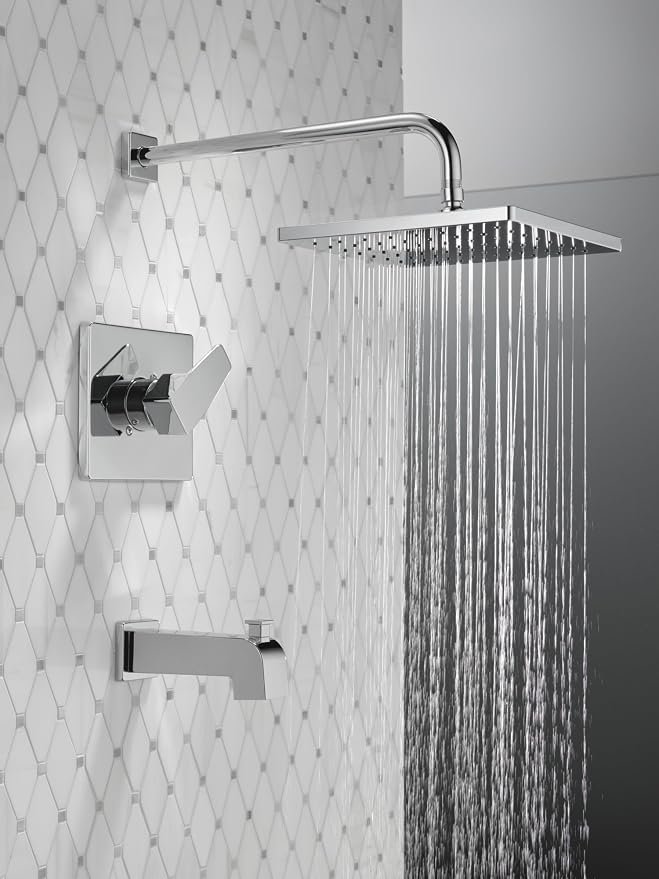 Delta Faucet Modern Raincan Square Single-Function Tub and Shower Trim Kit - Image 2