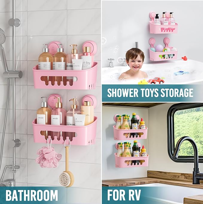 TAILI Shower Caddy Suction Cup 2 Pack, Heavy Duty Bathroom Organizer, Removable - Image 5
