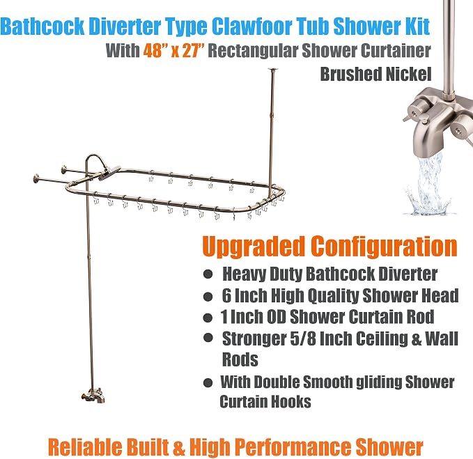 Clawfoot Tub Shower Kit, Add On Shower Units - Image 2