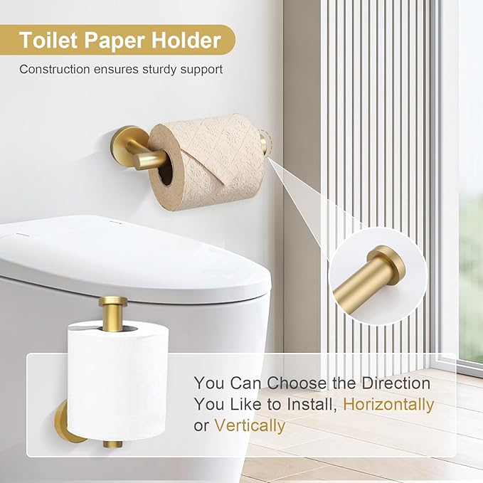 TQKAG Brushed Gold Bathroom Hardware Accessories Set 10-Pieces, Premium SUS304 - Image 4
