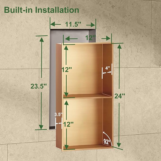 Shower Niche, 12 * 24 Stainless Steel Elegant Bathroom Niche, No Tile Needed - Image 2