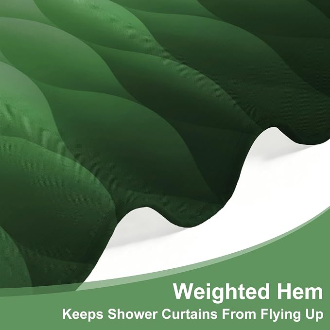 Green Ombre Shower Curtain, Modern Geometric Shower Curtain Set, Washable - Image 5