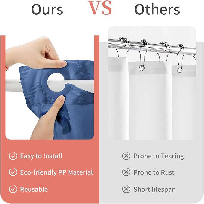 Hookless Shower Curtain with Snap in Liner 71" x 86" Double-Layer Waterproof - Image 4