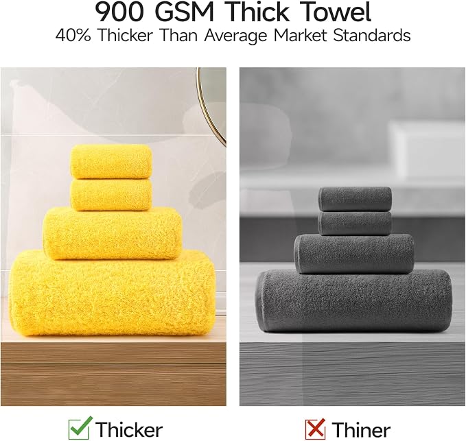 REDKISS Luxury Bath Towel Set of 4, 100% Cotton 900 GSM Premium Bathroom Towels - Image 6