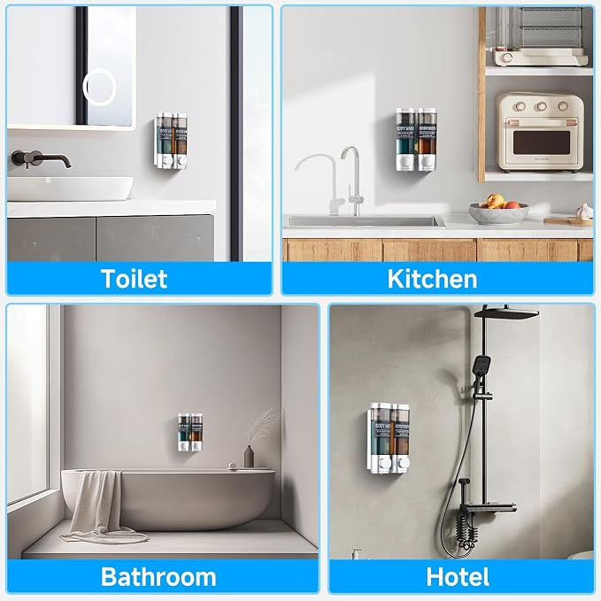 Shampoo and Conditioner Dispenser, GlintGath Shower Dispenser 2 Chamber No - Image 2