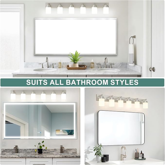 IZORRO Bathroom Vanity Light Fixture, 6-Light 43 Inch Brushed Nickel Bathroom - Image 6