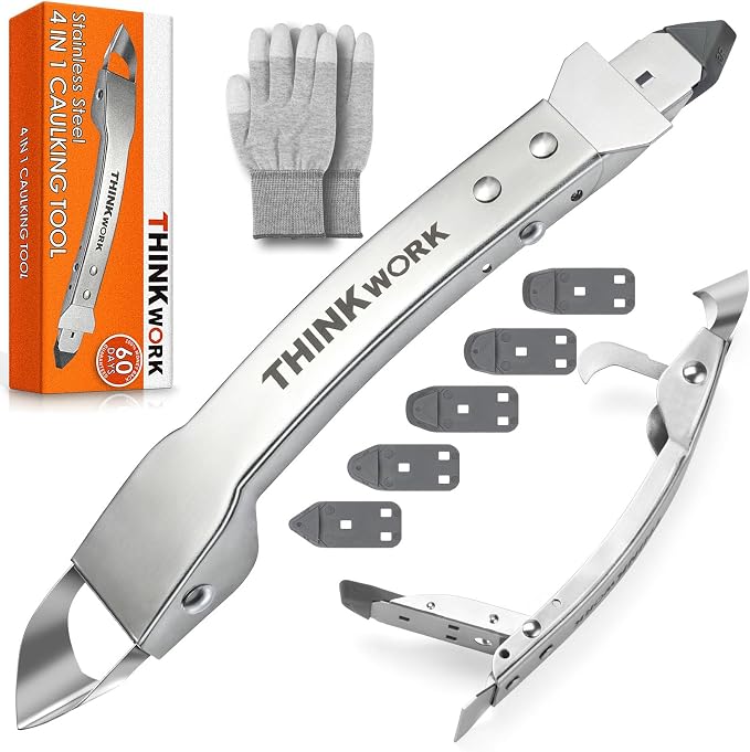 THINKWORK Caulking Tool Kit, 4 in 1 Caulk Remover Tool, Stainless Steel Caulk by THINKWORK