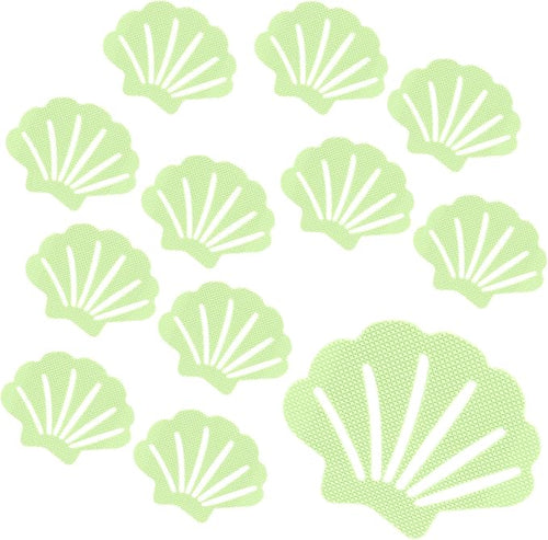 12 Pcs Non Slip Bathtub Stickers Luminous Green Adhesive Decals Sea Shell Shape by Coufce